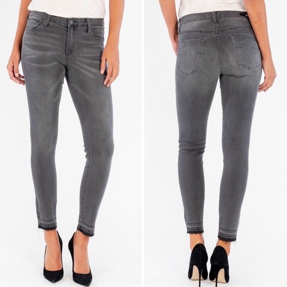 Kut from the Kloth Denim - NEW Kut From The Kloth Donna Skinny Jeans with Raw Hem, Size 0, Gray